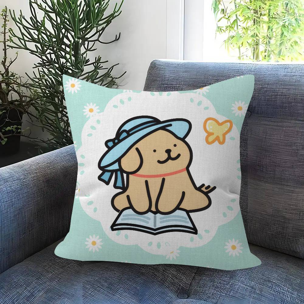 Cartoon Line Dog Pillow Gift Home Office Decoration Bedroom Sofa Car Cushion Cover Case 45X45