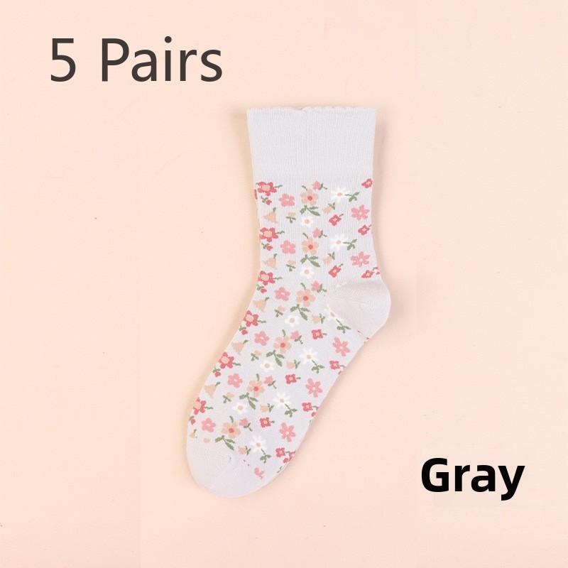 

5 пар осенне-зимних винтажных женских носков средней длины Mori Department College Socks средней длины 5 Pairs серый