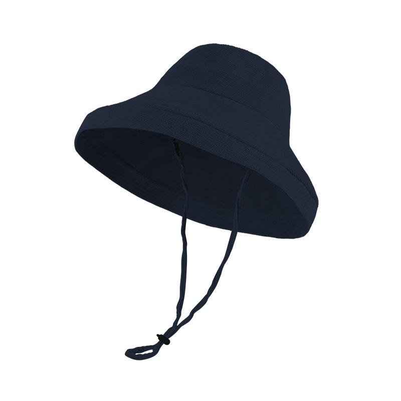 

Осенне-зимняя повседневная однотонная шляпа-рыбак, подчеркивающая маленькое лицо, уличная универсальная шляпа с большими полями, женская вельветовая шляпа-ведро темно-синий