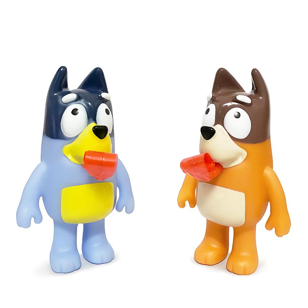 Bluey And Bingo Anime Figure PVC Dolls Pinch And Make A Sound Eject The Tongue Funny And Stress Relieving Kids Toys
