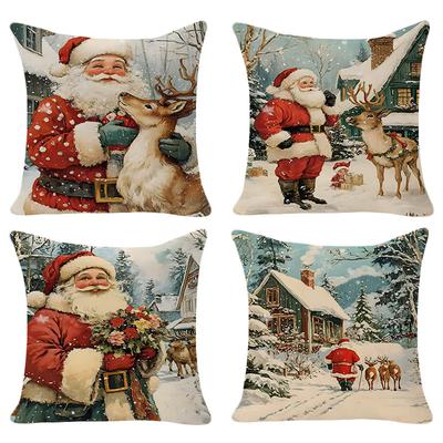 Christmas Pillowcase Santa Claus, Snowman, Reindeer Single-sided Printed Pillowcase