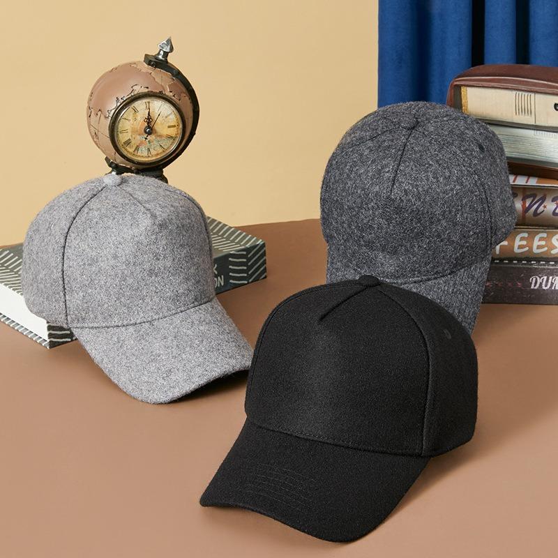 Spring and Autumn Wool Fleece Thick Baseball Cap Versatile Tide Cap Men's and Women's Middle-aged Sports Warm Hat