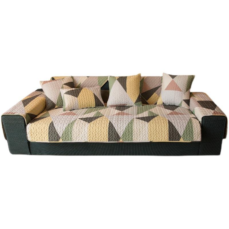 Geometric Pure Cotton Four-season Universal Sofa Cushion Fabric Anti-slip Leather Sofa Cushion Nordic Simple Cover Cover