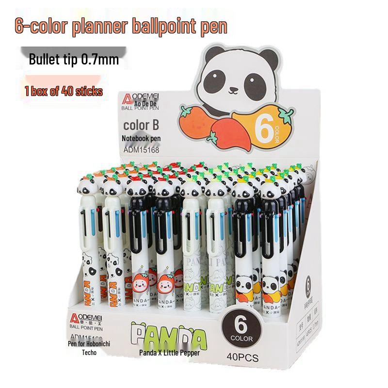 6-Color 0.7mm Ballpoint Pen Set for Drawing and Notetaking – Clickable Multi-Color Student Prize Stationery
