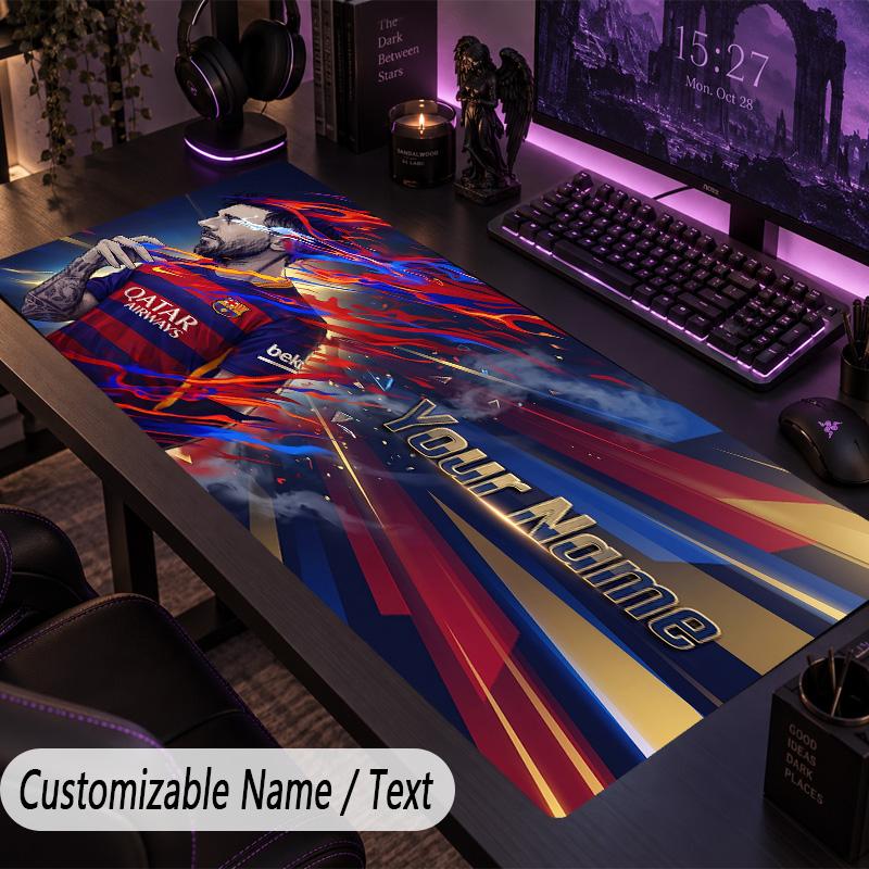 Large Mouse PadLionel Messi Custom Name Text Personalized Desk Mat Non Slip Gaming Pad