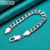925 Sterling Silver 10mm Side Bracelet Party Charm Jewelry