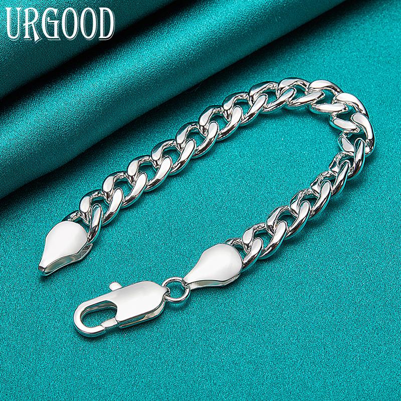 925 Sterling Silver 10mm Side Bracelet Party Charm Jewelry