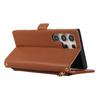 For Samsung Galaxy S23 Ultra Wallet Phone Case Shockproof TPU+PU Leather Flip Cover with Mirror,Strap