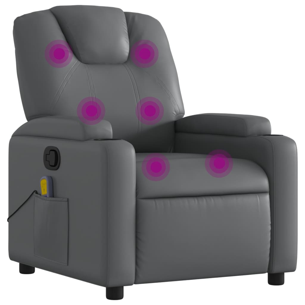 Massage Chair Relaxation Chair Grey Faux Leather