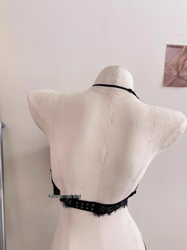 French Pure Desire Lingerie Set: Halter Lace Bra & Beautiful Back Anti-Sagging Bra