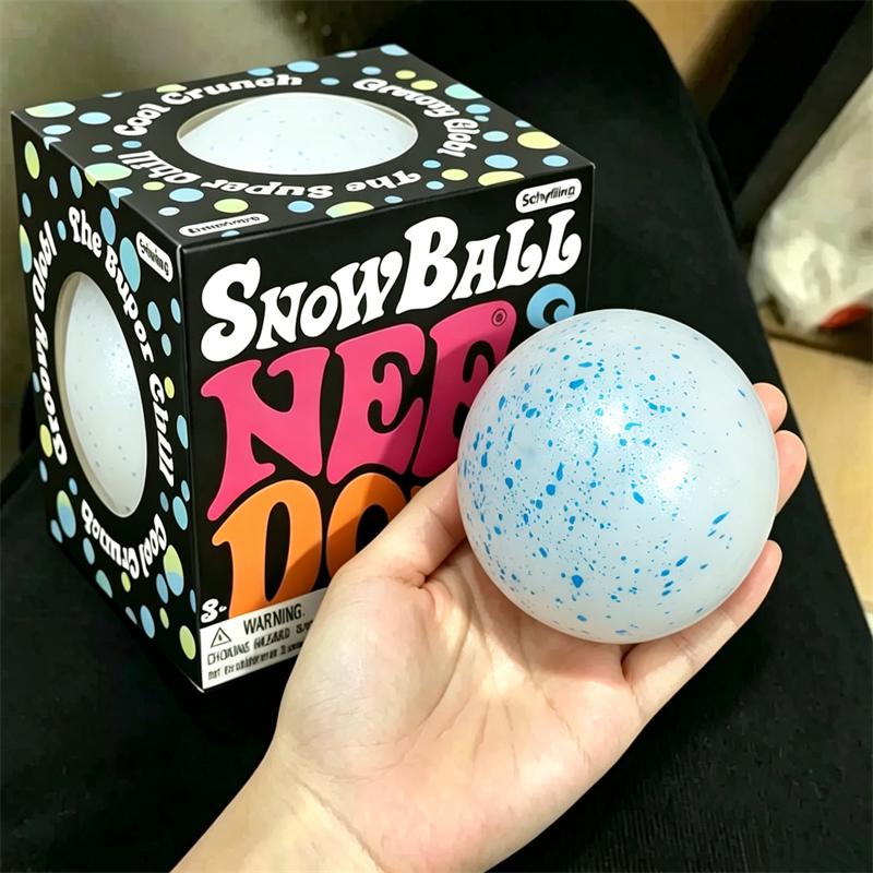Needoh Snow Ball Crunch Squishy Fidget Sensory Toy Soft Non-toxic Flour Filling Stress Ball Squeeze Toy Anxiety ASMR Autism Gift