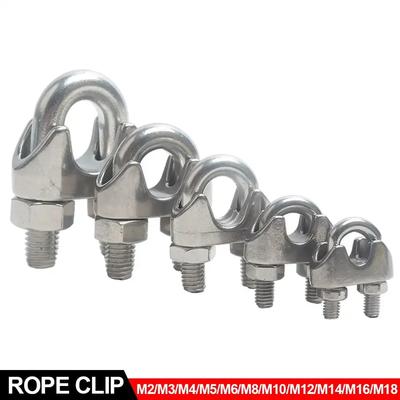 Grampos de fio de grampo tipo U de aço inoxidável 304 M2/3/4/5/6/8/10/12/14/16/18 mm Parafusos de grampo de corda Grampos de hardware de amarração Manga de corda