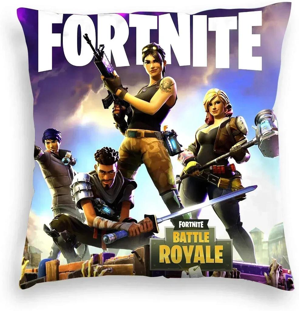 Fortnite Cushion Cover Plush Anime Pillowcase Plush Pillow Cases Home Decoration Pillow Cover for Sofa Bed Chair Living Room