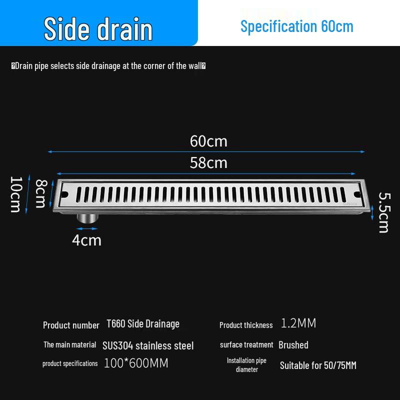 304 Stainless Steel Anti-odor Rectangular Floor Drain for Bathroom and Shower
