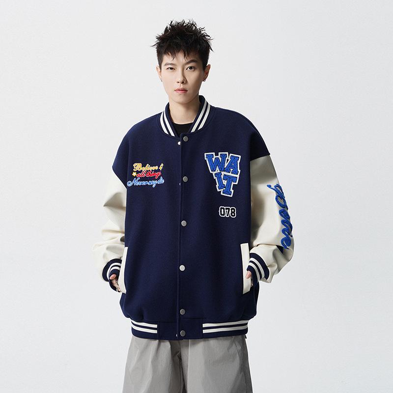 Mint Cat 2025 Spring Retro Couple Embroidered Baseball Jacket