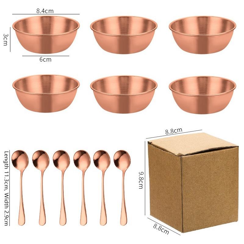 Stainless Steel Sauce Dish Spoon Set Stackable Food Safe Dipping Plate for Kitchen Dinner Party BBQ Sushi Tableware