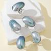1 Pc Natural Shell Open Adjustable Ring Large Oval Abalone Shell Cabochon Open Band Statement Finger Ring for Women Jewelry