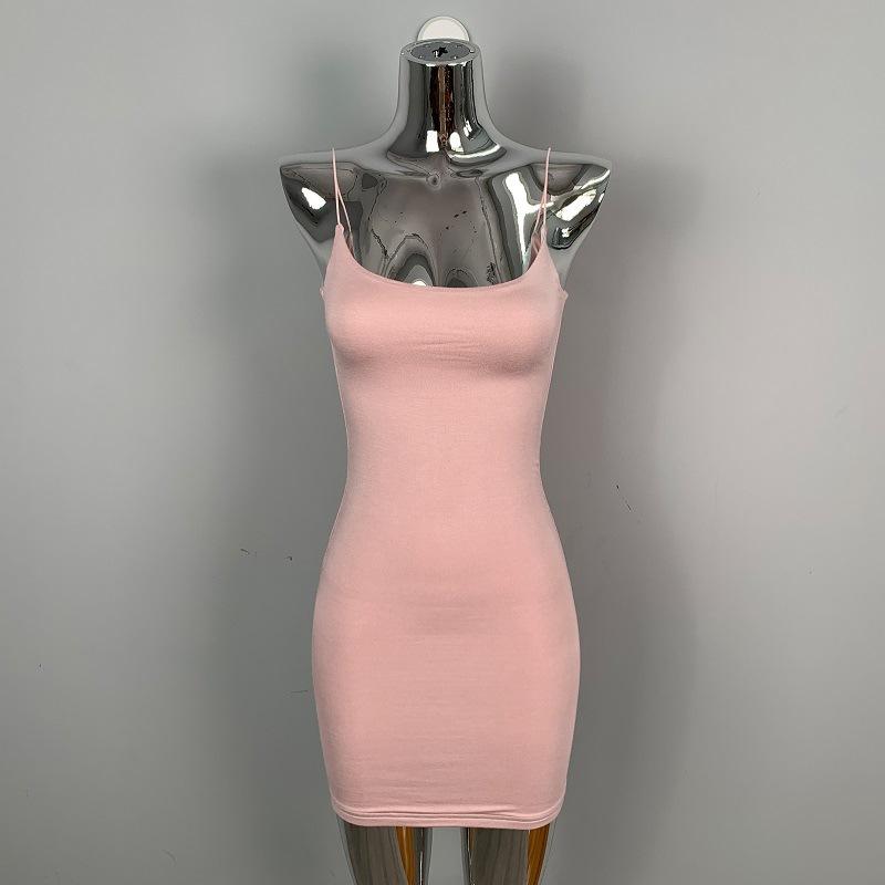 Summer Women's U-neck Dress Casual Suspender Hip Hugging Skirt Fashionable and Sexy Tight Skirt