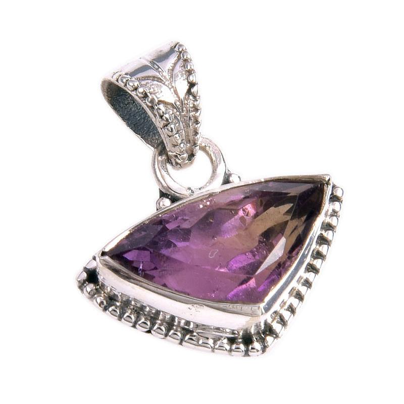 Natural Ametrine Gemstone Handmade 925 Solid Sterling Silver Pendant 1.25" d9V39