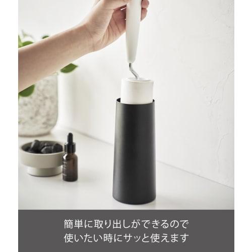 Yamazaki Tower Adhesive Cleaner Stand, Large, Vertical, Black, Approx. W7.5 x D7.5 x H17cm, for Clothes, Mini Storage Case, Suitable for Entryway, 456