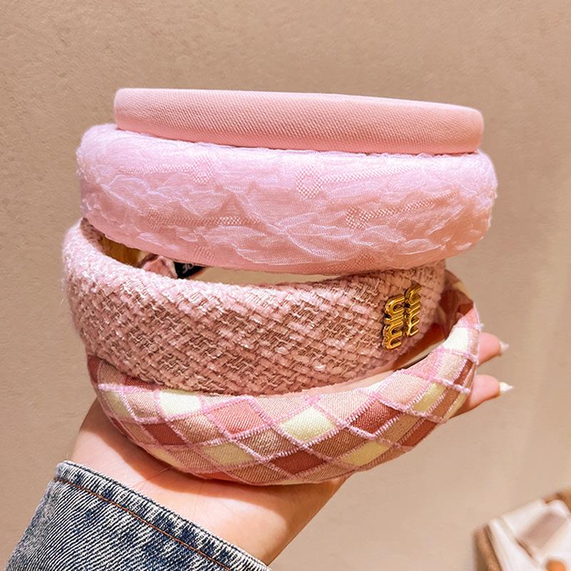 Pink Series Women's Versatile High-Top Non-Slip Hairband - Perfect for Outings, Face Washing, and Sweet Styles