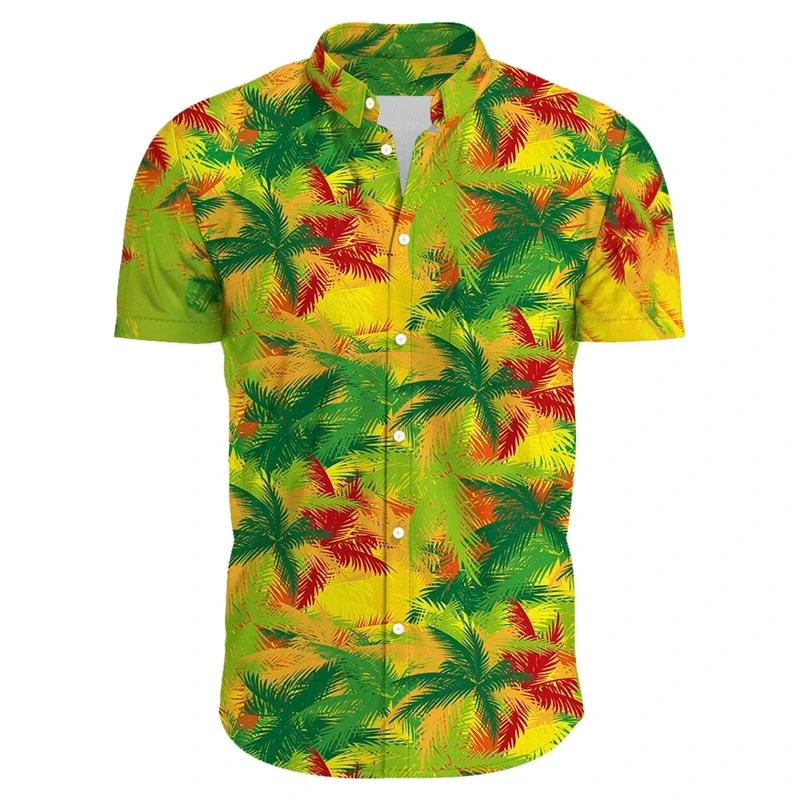 Camisa Hawaiana de Manga Corta para Hombre Estampado de Vacaciones en la Playa 100% Poliéster