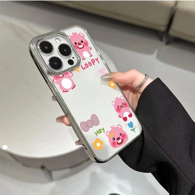 

Electroplated Silver Beaver Frame for Apple 17/16/15/14/13 Pro Max Transparent Case iPhone 17 Air
