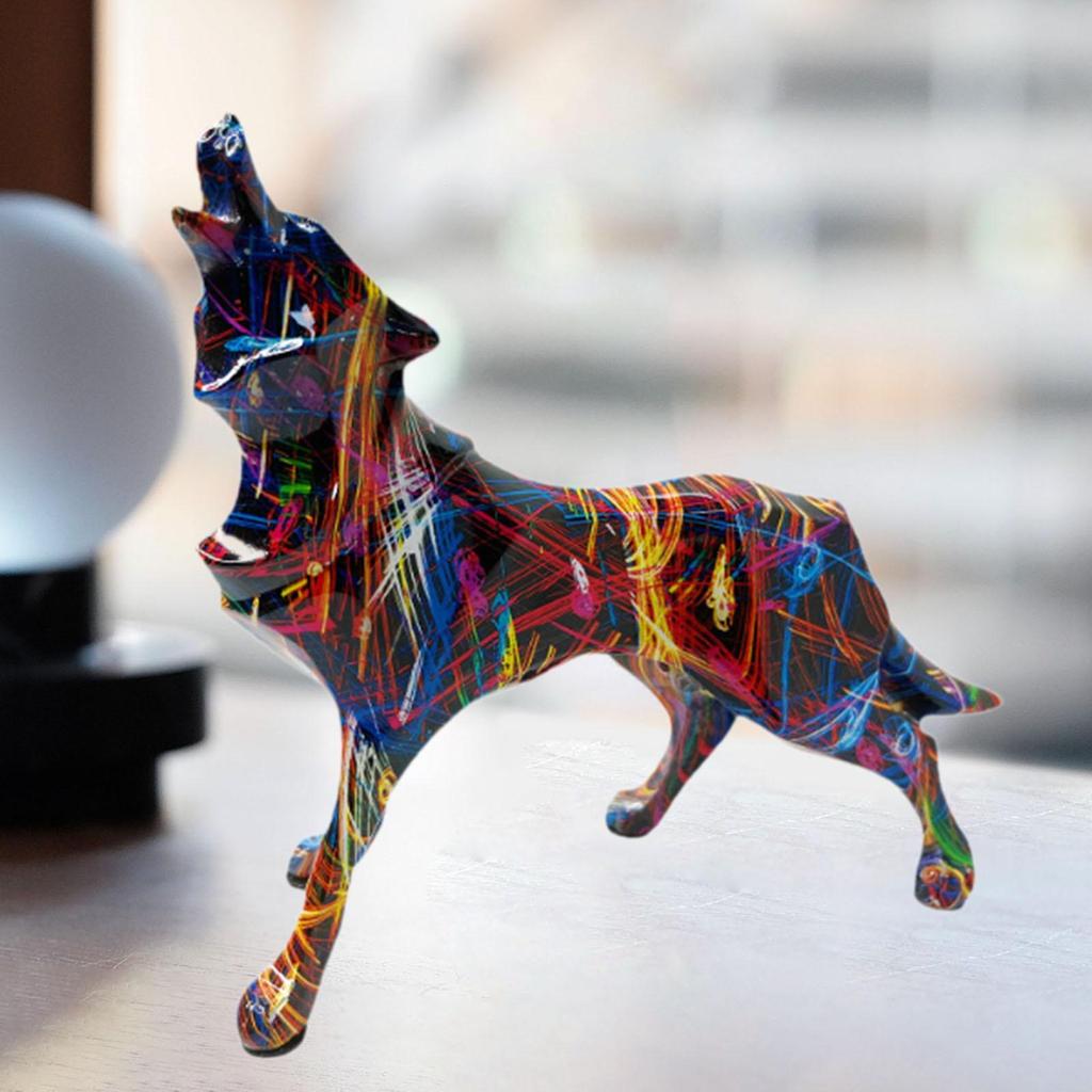 Wolf Statue Wear Resistant Housewarming Gift Artwork Home Decoration Keepsake Desk Ornament for Patio Bedroom Shelf Porch Indoor