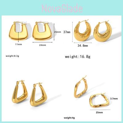 Geometric Gold Stainless Steel Earrings For Women Fashion Jewelry Gift For Ladies