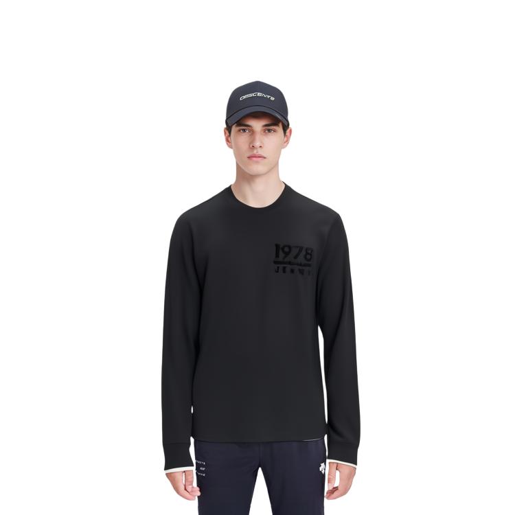 Calvin Klein Cotton Crew Neck Long Sleeve T-Shirt Men Tops Space-Black J324494