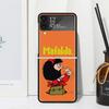 Mafalda Cartoon Phone Case For Samsung Galaxy Z Flip 7 Flip7 Zflip 6 Flip6 5 Flip5 4 Flip4 3 Flip3 5G Fundas Black Cover Galaxy