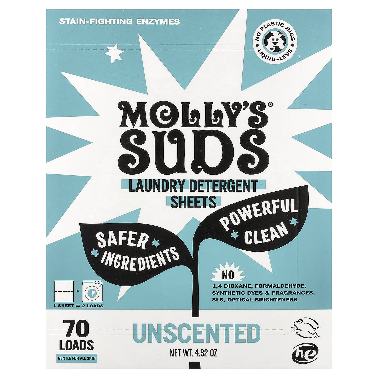 

Molly s Suds, Unscented Laundry Detergent Sheets, 35 Sheets