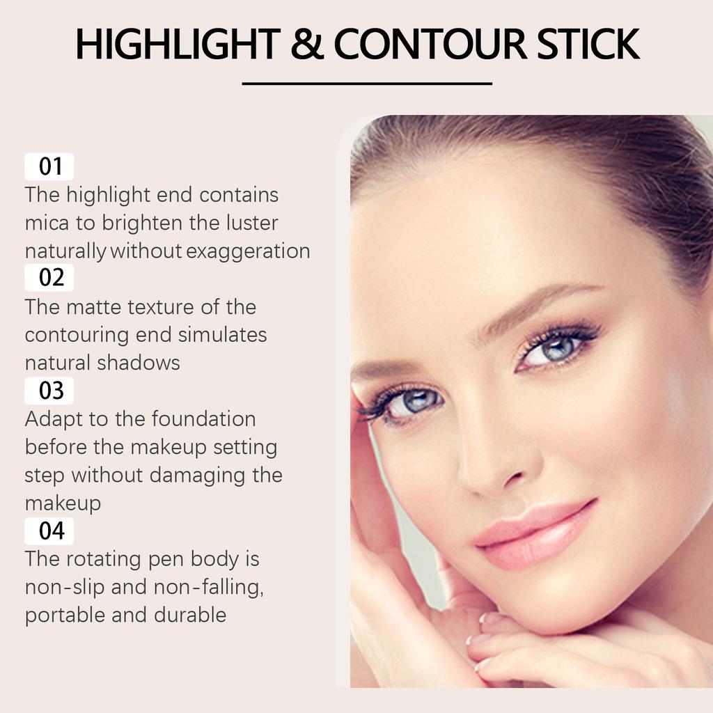 2in1 Highlighter Stick With Blush, Cream Double Concealer And Blush, Contouring Stick,1pc,