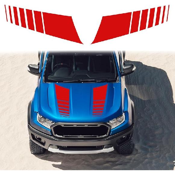 Ramuel Compatible With 2PCS Car Hood Cover Vinyl Stripe Stickers Racing Stripes Auto Bonnet Hoods Bumper Decoration Decals Graphics Accessories For