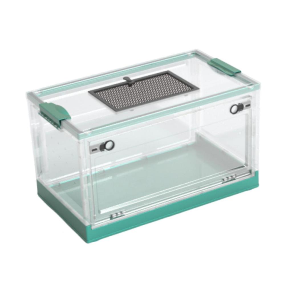 Transparent Foldable Reptile Terrarium Ventilated Box Multipurpose 360 Degree Viewing Portable Mesh Top Panel Breeding Tank