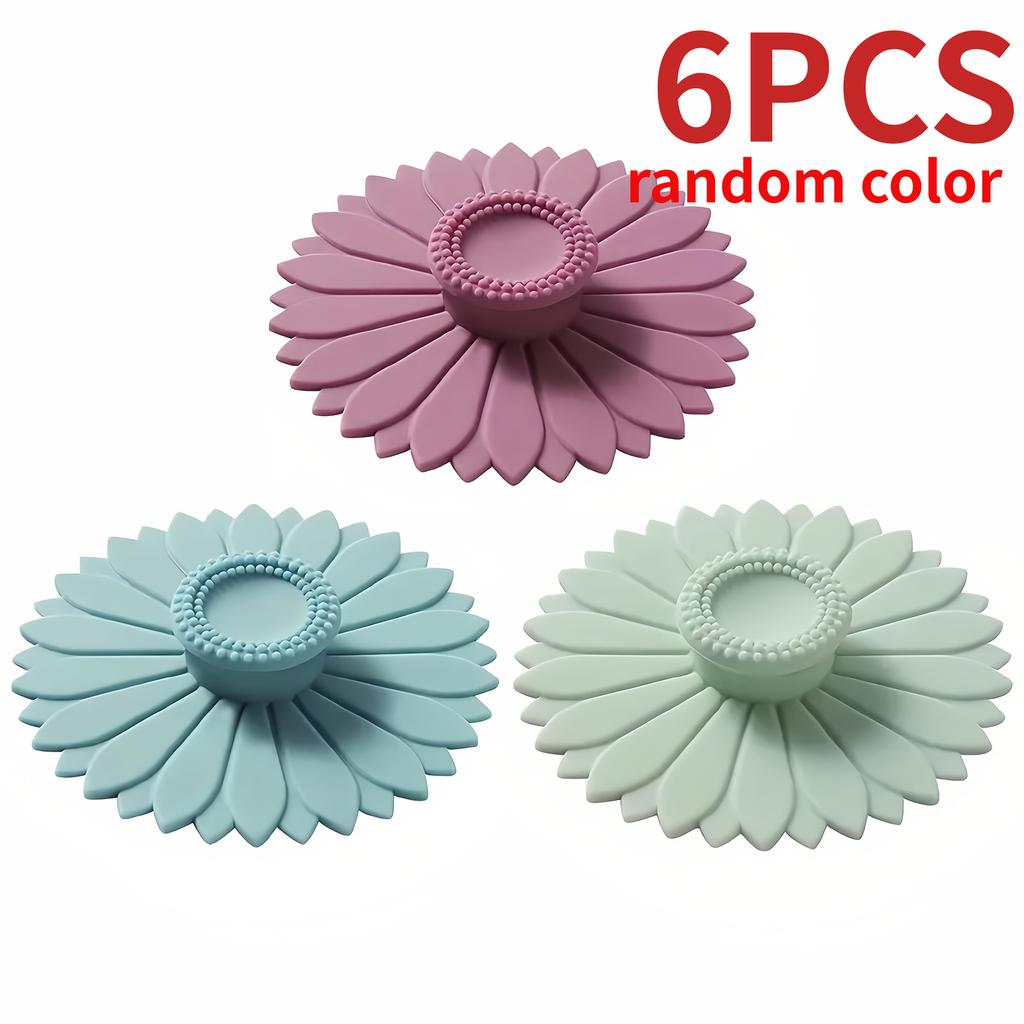3/6PCS Sunflower Silicone Cup Cover, Multifunctional Dustproof, Suitable for Tea Cups, Coffee Cups, Mugs, Glass Ceramic Cups