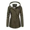 Korean Style Black Zippered Mid-Length Linen Coat