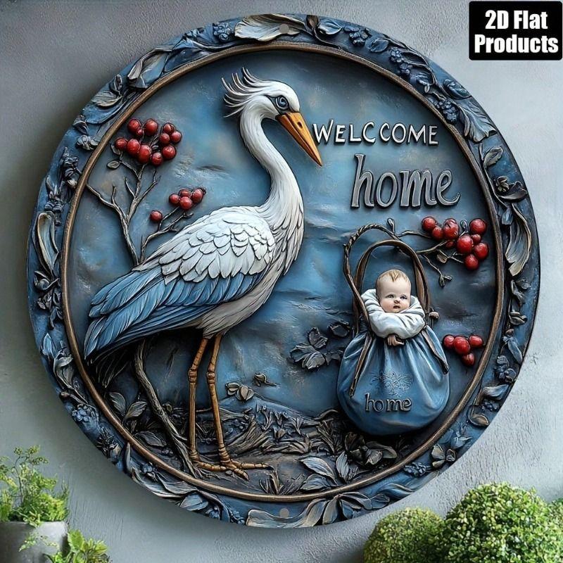 Retro Metal Tin Sign Art Circle 20x20cm Wall Decor for Living Room Bedroom
