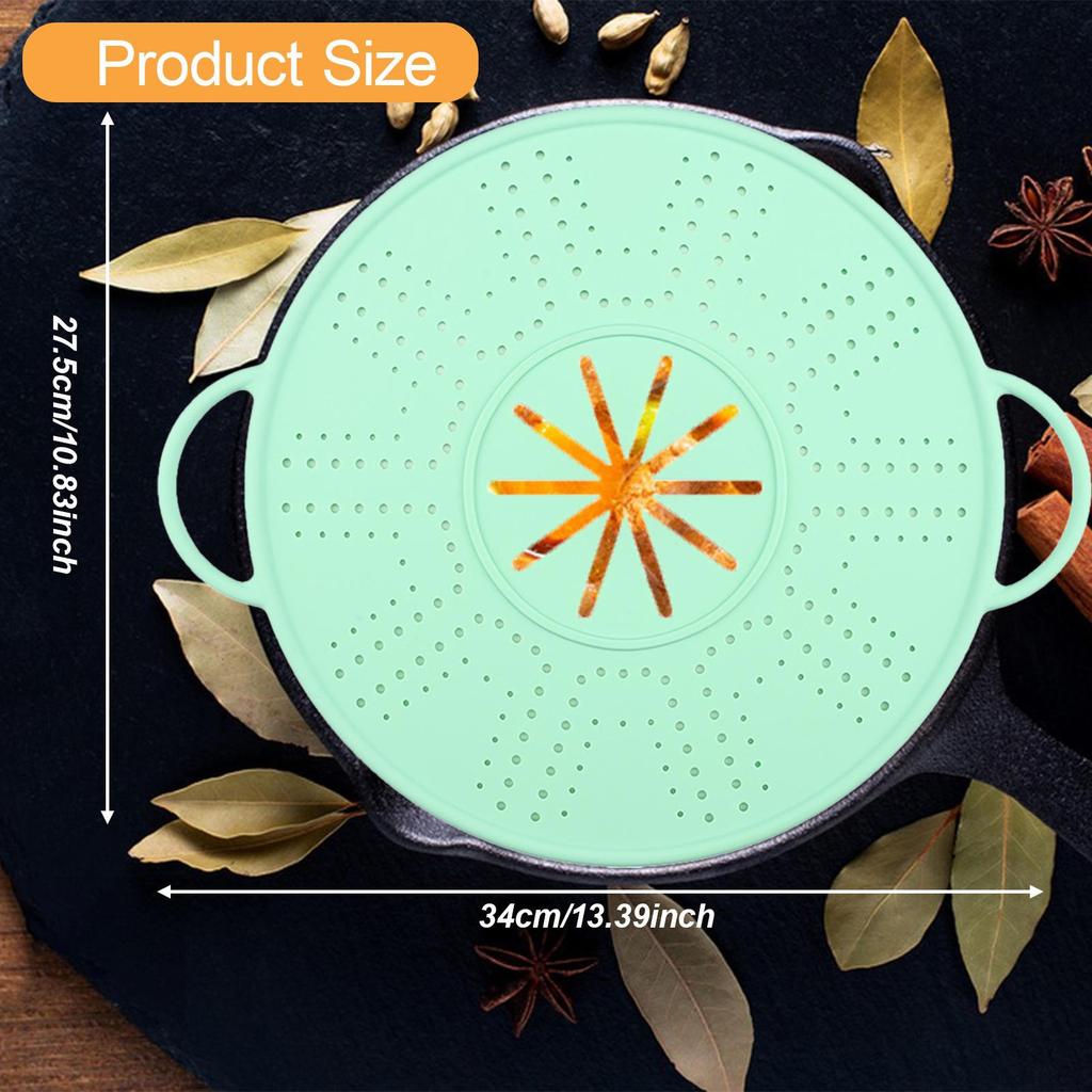 Silicone Spill Stopper Lid Anti Overflow Cover Splatter Screen Pan for Soup Pot, Frying