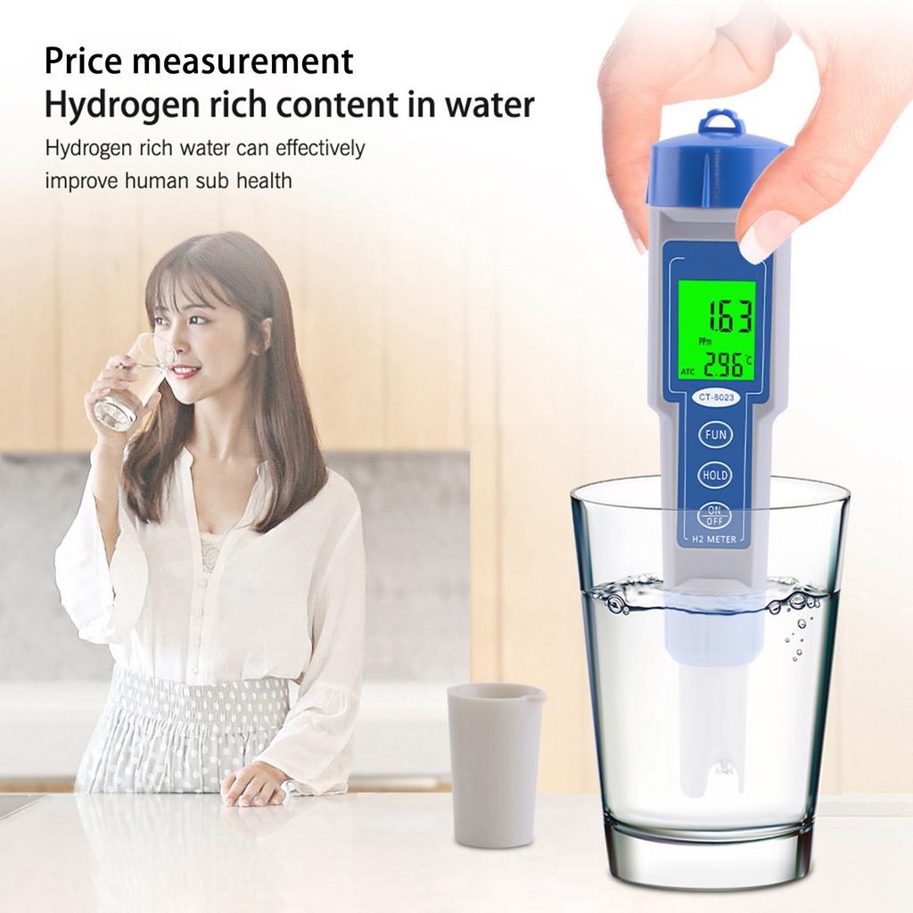 Digital Hydrogen Meter Backlight LED Display Data Hold Function Pen Type H2 Meter Water Quality