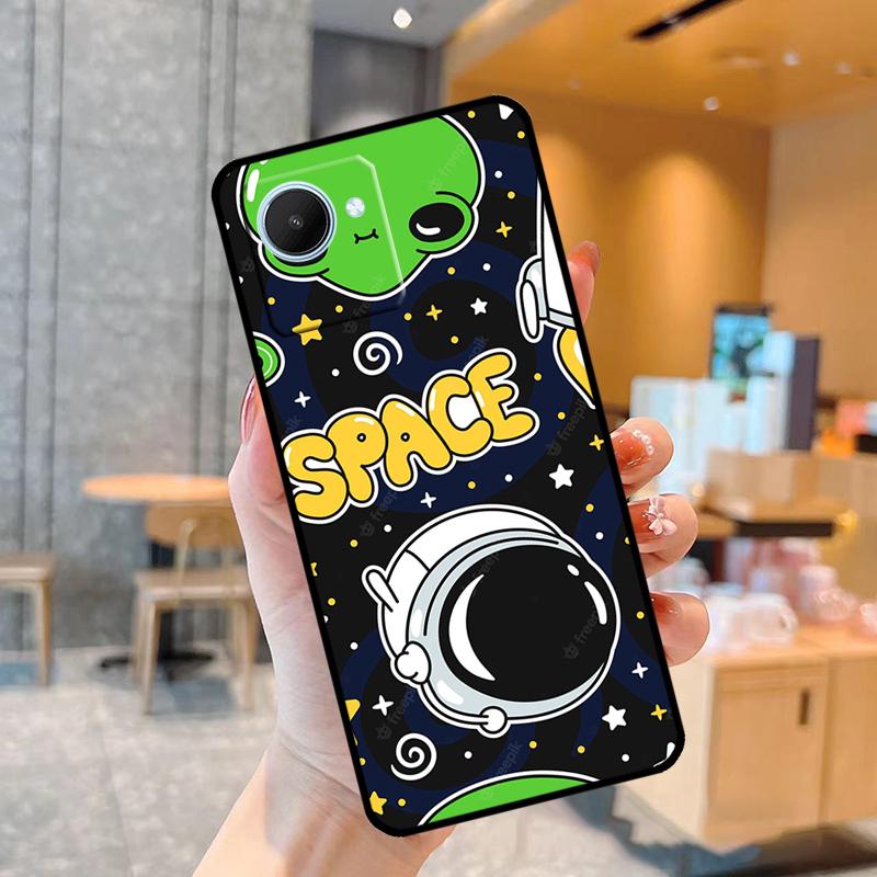 Aesthetics Cute Cartoon Alien Case For Realme C55 C33 C31 C35 C30 C11 C15 C25s C21Y GT Neo 5 3T 2T 8 9 10 11 Pro Plus