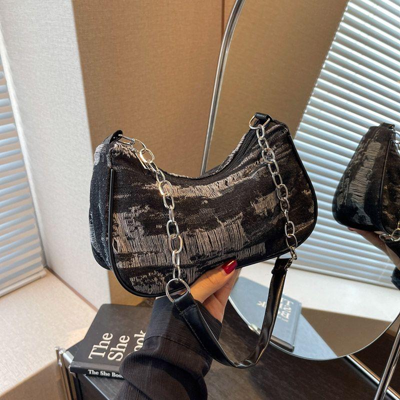 Denim Tasche Damen Neu Koreanisch Luxus Damen Tasche Lässig Reißverschluss WEICH Ketten Umhängetasche Handtasche Vintage Mädchen Tasche