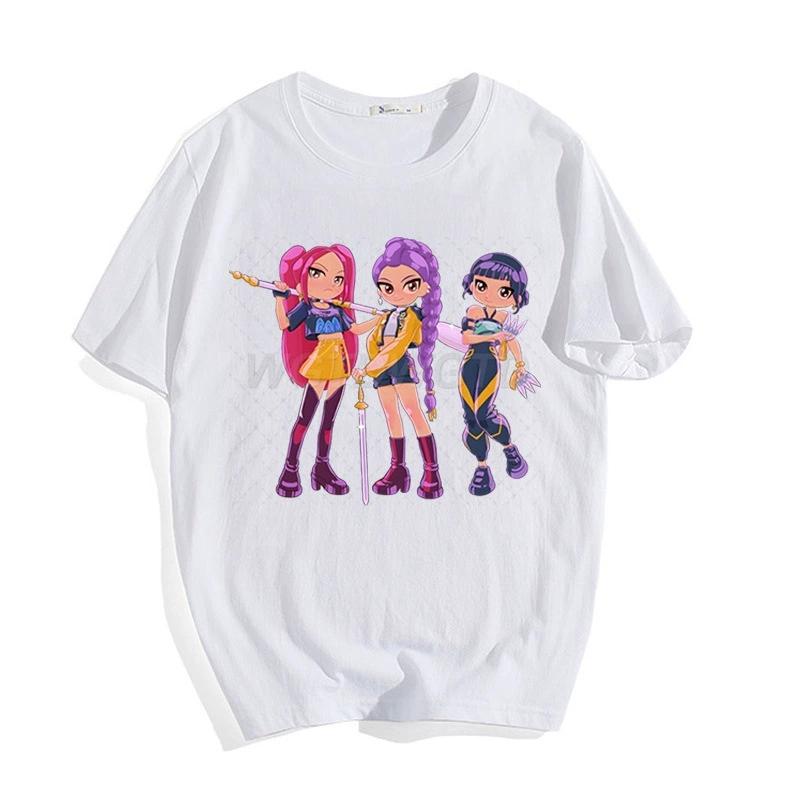 Kpop Dämonenjäger Print Grafik T-Shirt Sommer Damenkleidung 2025 Film T-Shirt Mädchen Jungen Kurzarm Oberteile Bequemes T-Shirt