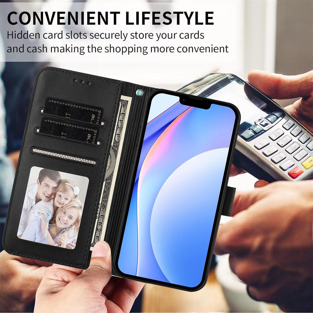 For Xiaomi 15T Pro Wallet Case RFID Blocking Calf Texture Leather Stand Phone Cover with Strap