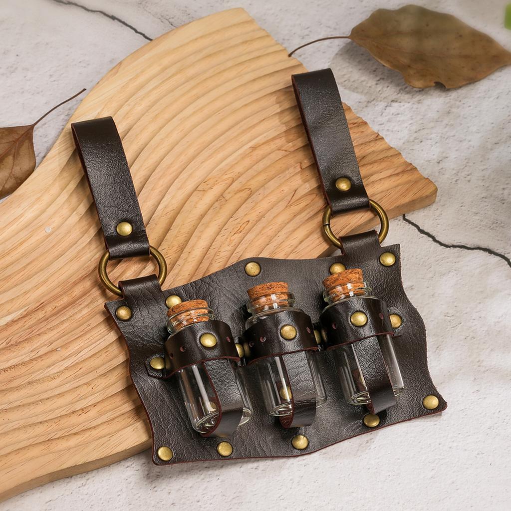 Medieval Potion Holder Cork Potion Bottle Cosplay Accessories Historical Belt for Renaissance and Fantasy Role Playing
