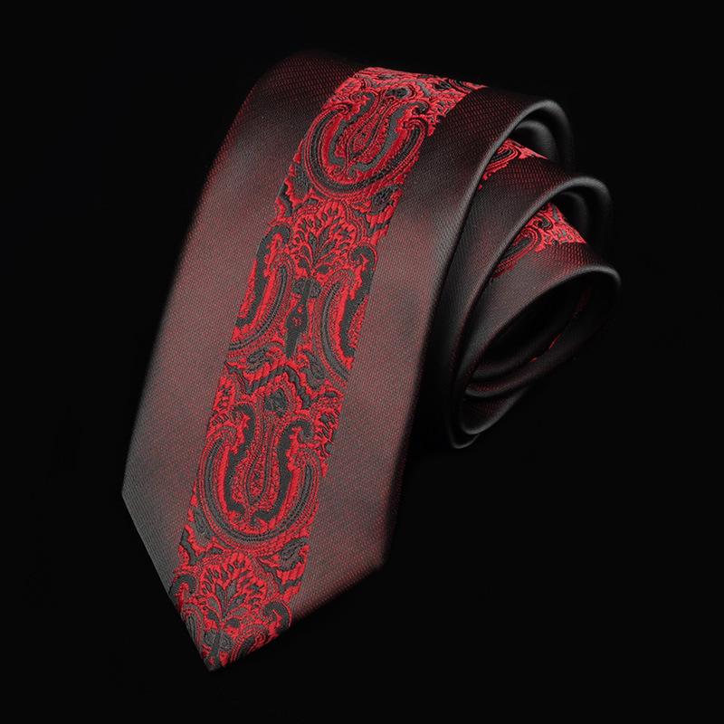 

Мужской узкий галстук в корейском стиле, 6 см, черно-красная полоска – деловой формальный.