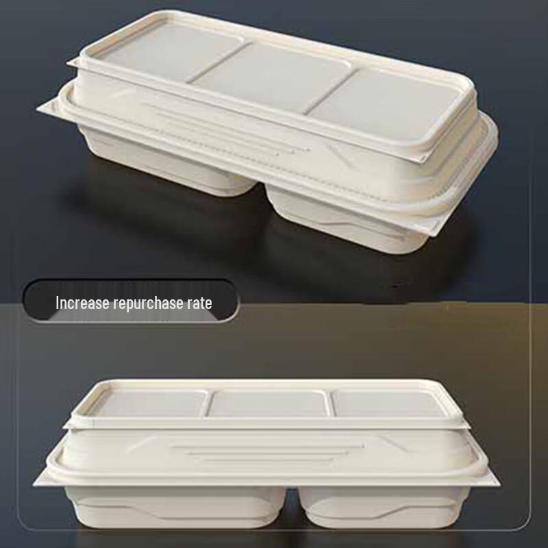 Biodegradable Corn Starch Disposable Meal Box Set, 1100ml