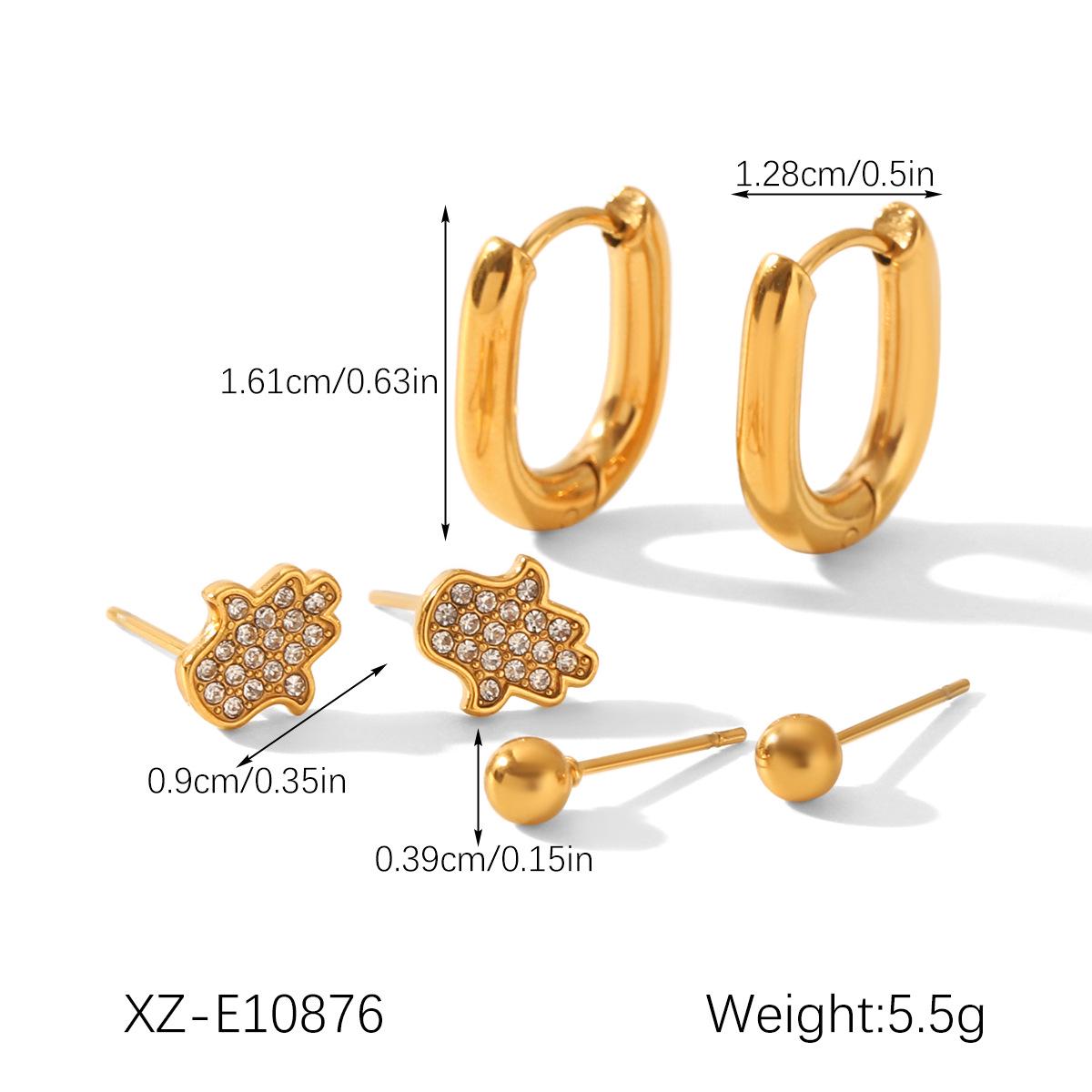 

High-End Titanium Steel Round Earrings: European & American Versatile 3-Pair Set