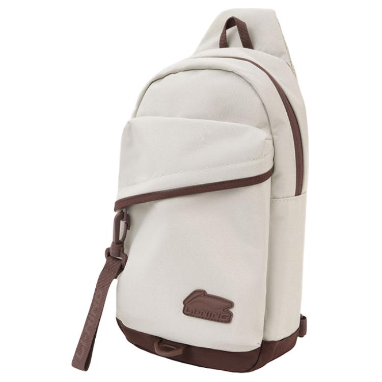 Li Ning Polyester Sling Bag Regular Unisex Oat Gray ABDV395-2