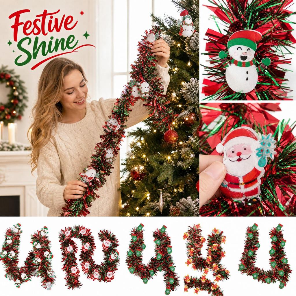 Artificial Christmas Decorative Garland with Festive Colorful Strips for Holiday Party Home Decor